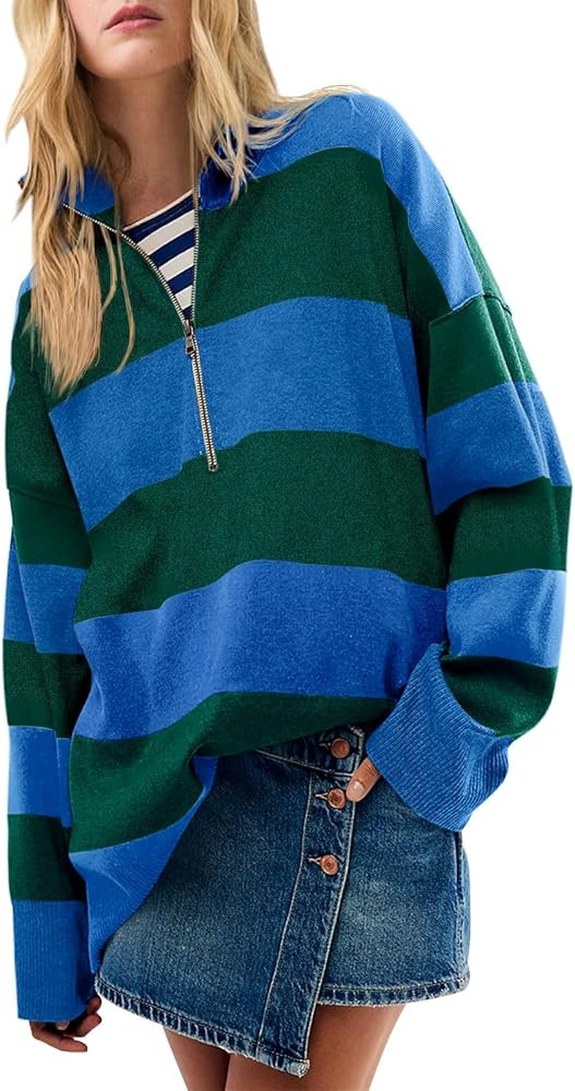 Yousify Oversized Womens Sweaters Fall 2025 Half Zipper Turtleneck Sweater Long Sleeve Tops S-2XL | Amazon (US)