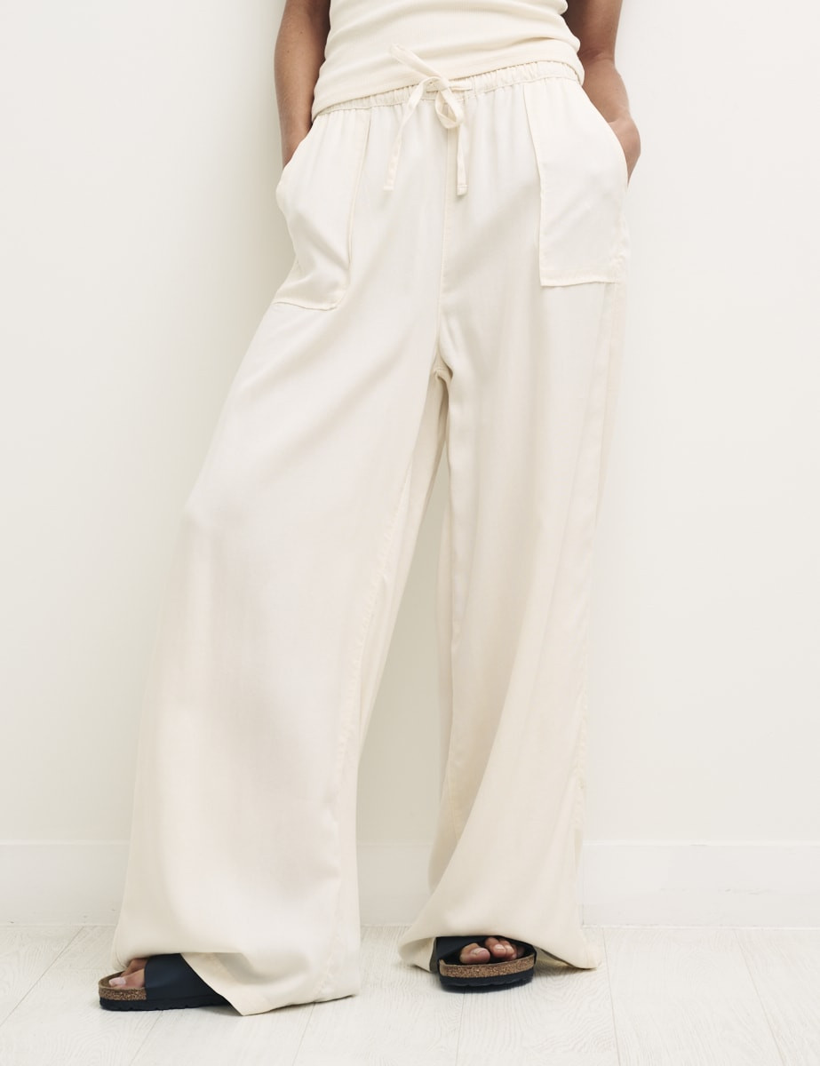 Cream Wide Leg Drawstring Oli Trouser | Nobody's Child