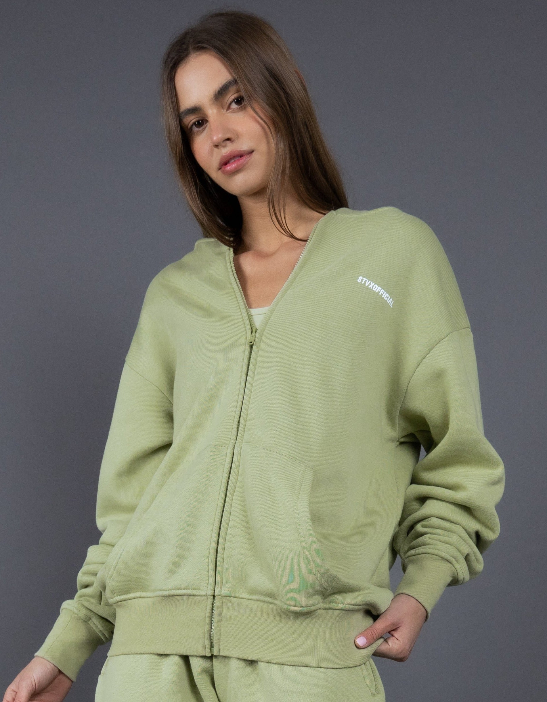 W22 Zip Hoodie Tera - Green | STAX.