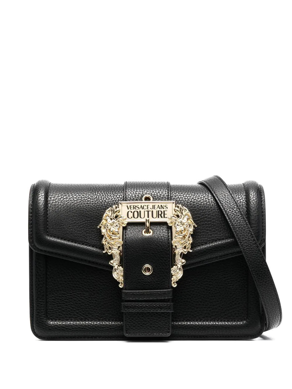 Versace Jeans Couture Baroque-buckle shoulder bag - Black | Farfetch Global