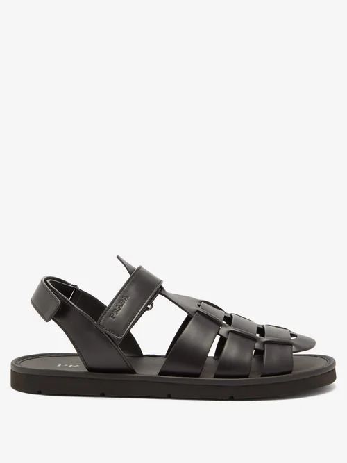 Prada - Logo-debossed Leather Fisherman Sandals - Mens - Black | Matches (UK)