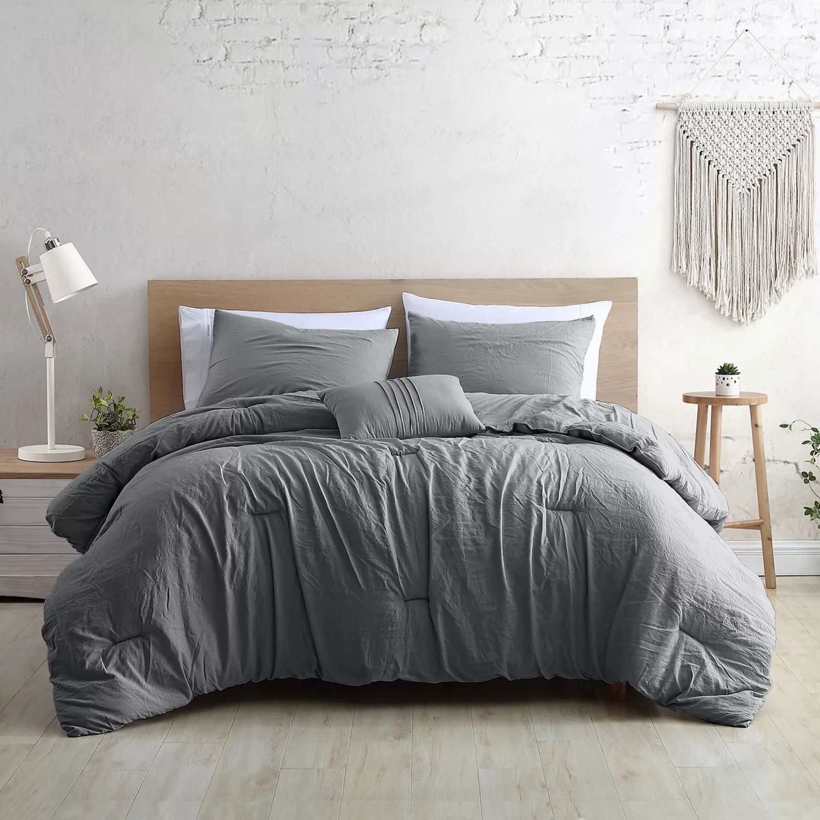 Modern Threads Beck Comforter Set with Coordinating Throw Pillow, Grey, Queen | Kohl's