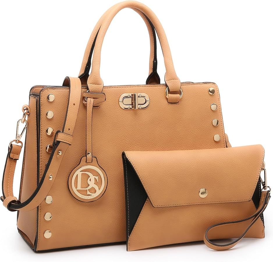 Dasein Women Medium Satchel Handbag Work Tote Shoulder Bag Top Handle Purse with Matching Clutch ... | Amazon (US)