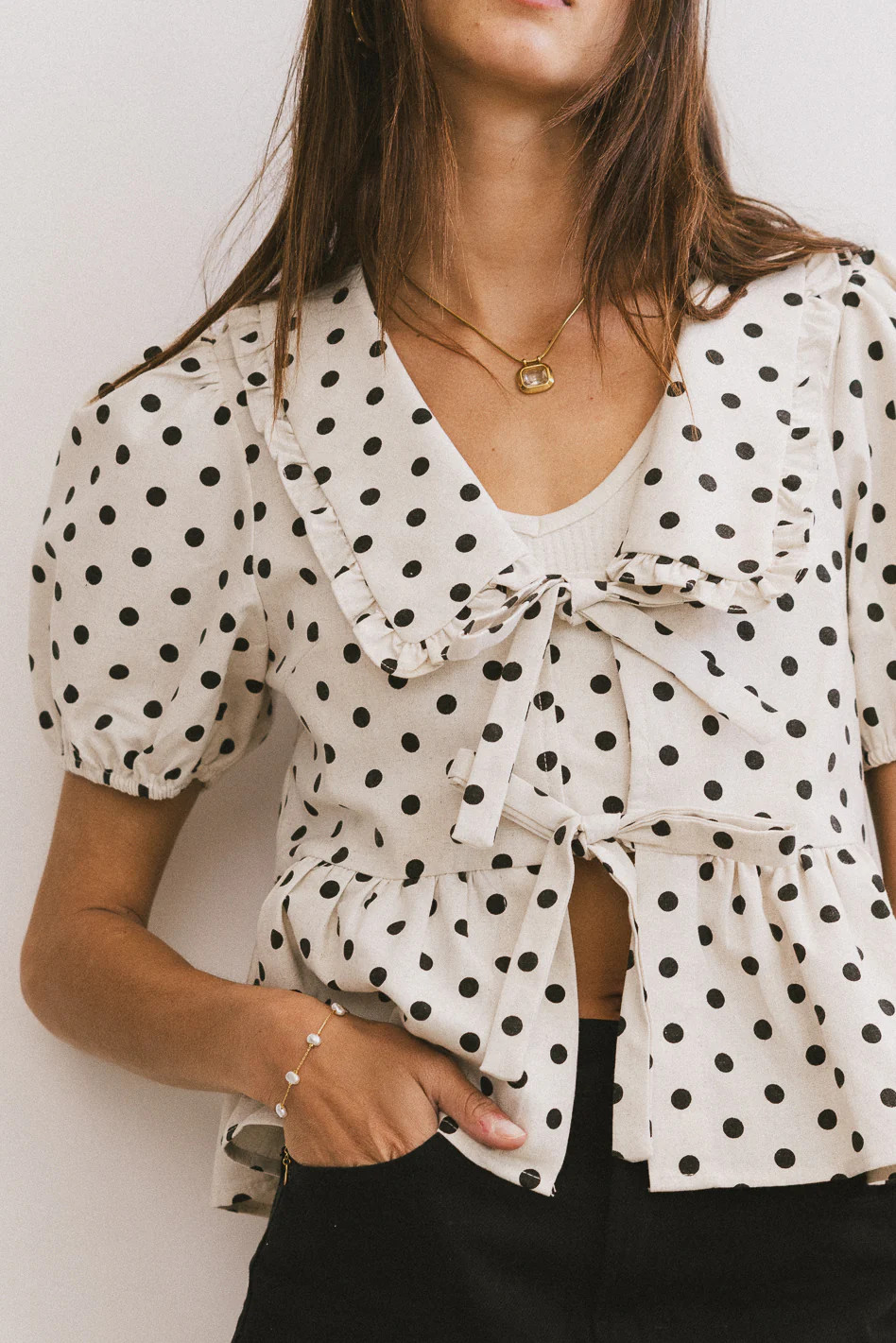 Nova Polka Dot Peplum Top | Böhme US
