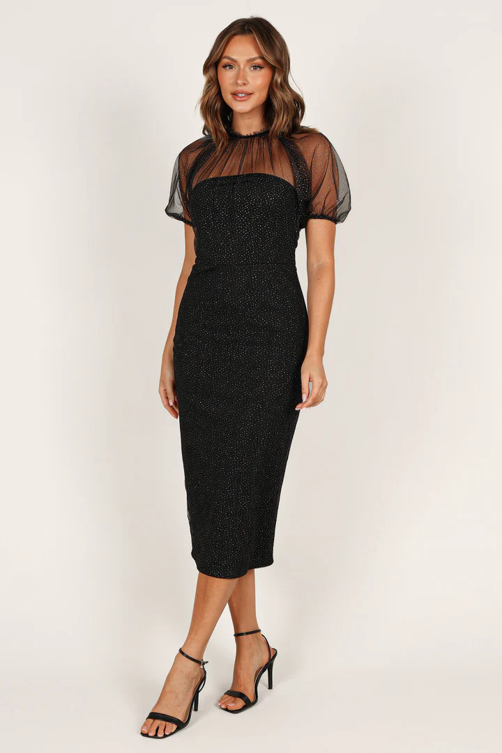 Wednesday Midi Dress - Black Sparkle | Petal & Pup (US)