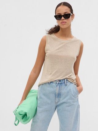 Linen-Blend Shell Tank Top | Gap (US)