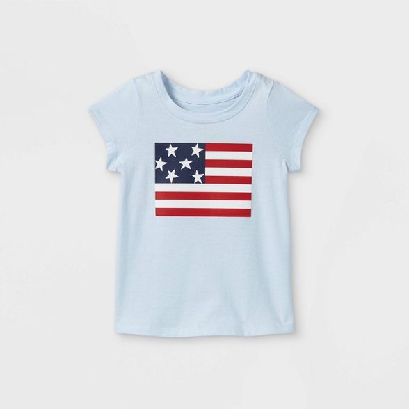 Toddler Girls' Glitter Flag Graphic T-Shirt - Cat & Jack™ Light Blue | Target