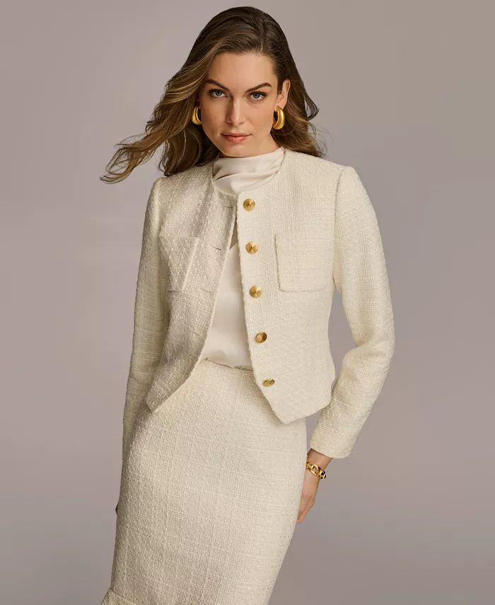 Donna Karan Women's Collarless Tweed Jacket - Macy's | Macy's