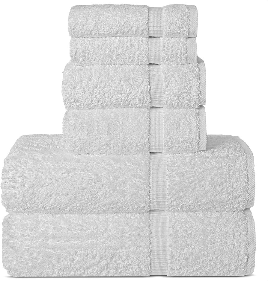 Luxury Spa and Hotel Quality Premium Turkish 6-Piece Towel Set (White, 2 x Bath Towels, 2 x Hand ... | Amazon (CA)