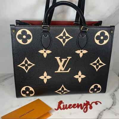 Authentic Louis Vuitton OnTheGo MM Bicolor Black Giant Monogram Empreinte bag LV | eBay US