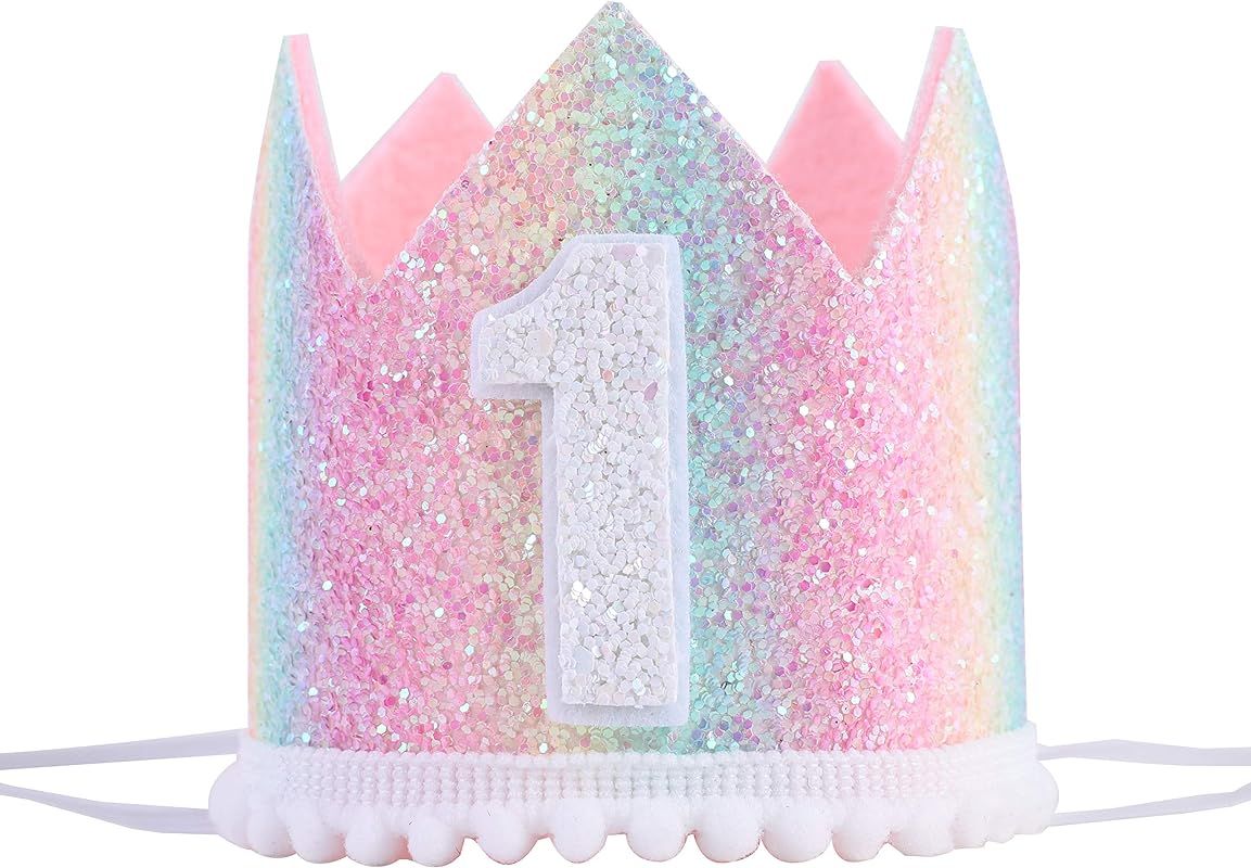 Baby 1st Birthday Rainbow hat - First Birthday Crown hat, Baby Birthday Photo Props, Mini Rainbow... | Amazon (US)