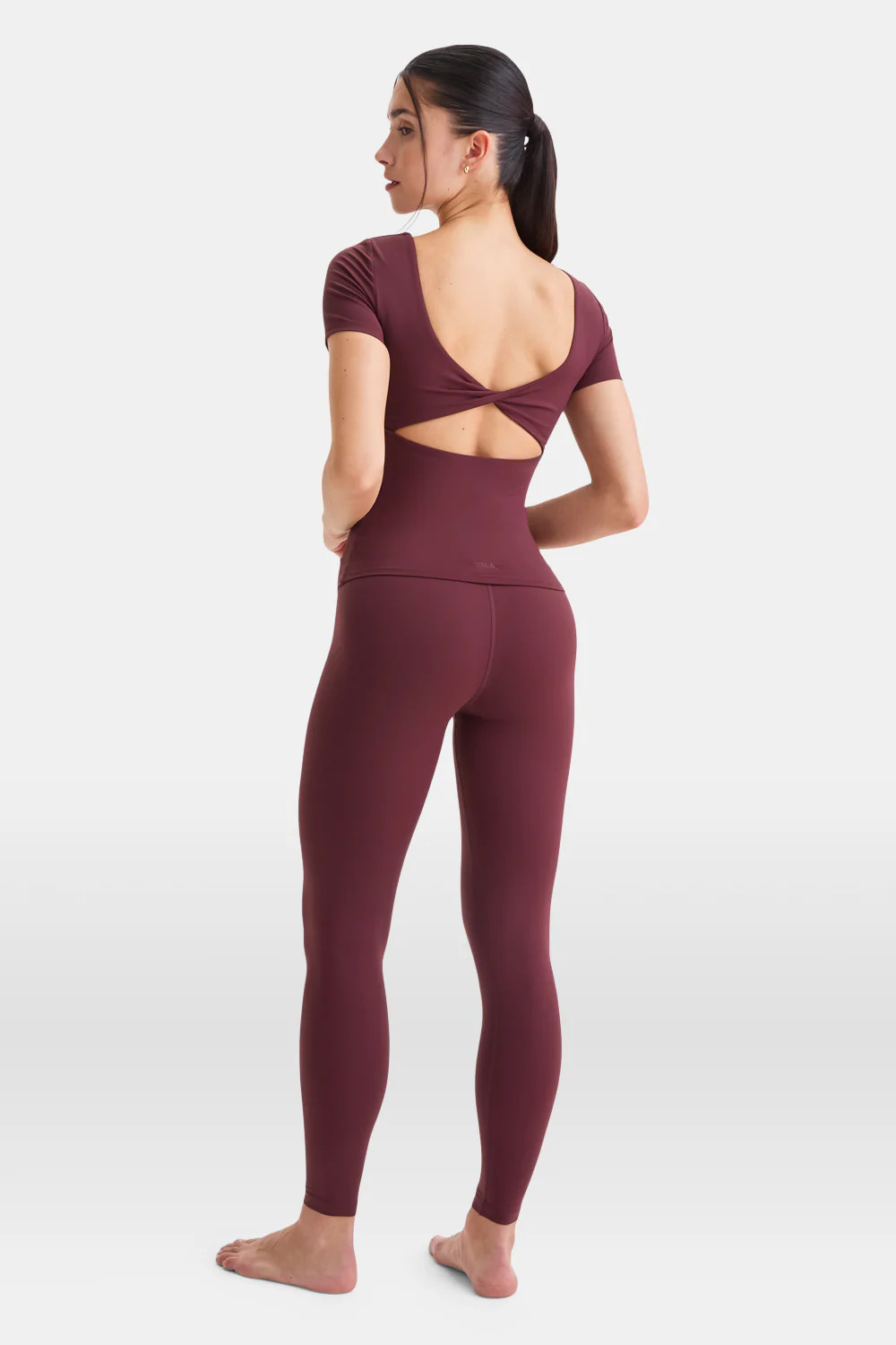 DAYFLEX BUILT-IN SUPPORT TWIST BACK FULL LENGTH T-SHIRT - BURGUNDY | TALA (UK)