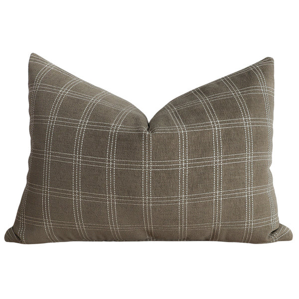 Tailored Check | Truffle Pillow Cover | Hackner Home (US)