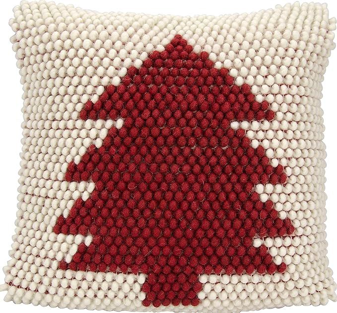 Nourison Mina Victory Decorative Christmas Tree Loops Throw Pillow, 20"x20", IVRED | Amazon (US)