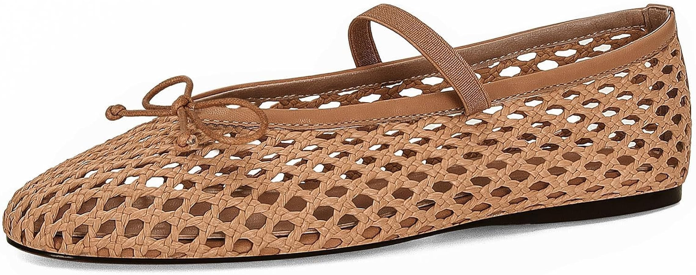 Woven Ballet Flats for Women Cute Raffia Mary Janes Bow Elastic Strap Summer Straw Comfortable Ca... | Amazon (US)
