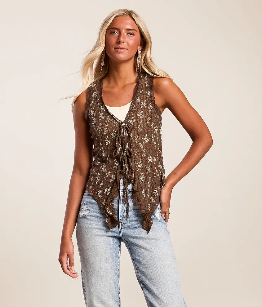 Ruffle Front Tie Tank Top | Buckle
