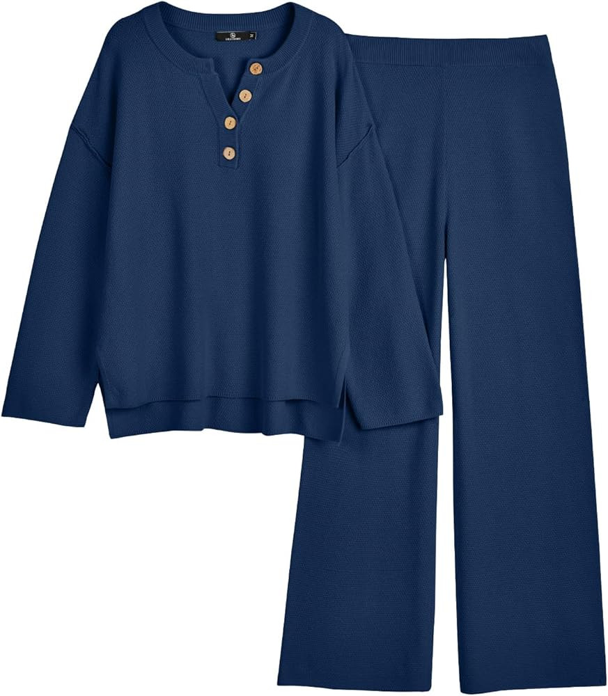 LILLUSORY Women's 2 Piece Lounge Sets Oversized Slouchy Matching Cozy Knit Sets | Amazon (US)