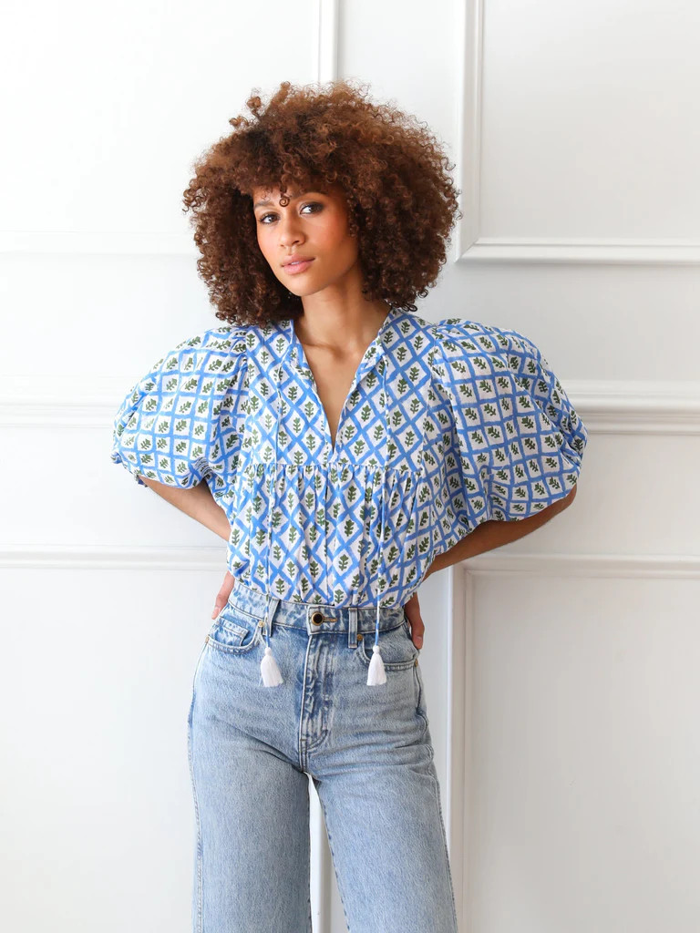 Shop Mille - Thalia Top in Palm Trellis | Mille