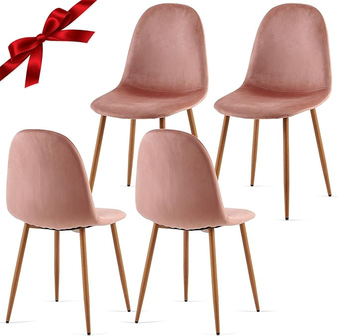 Velvet Dining Chairs Set of 4 - Kitchen Chairs with Metal Legs for Living, Bedroom, Restaurant - ... | Amazon (US)