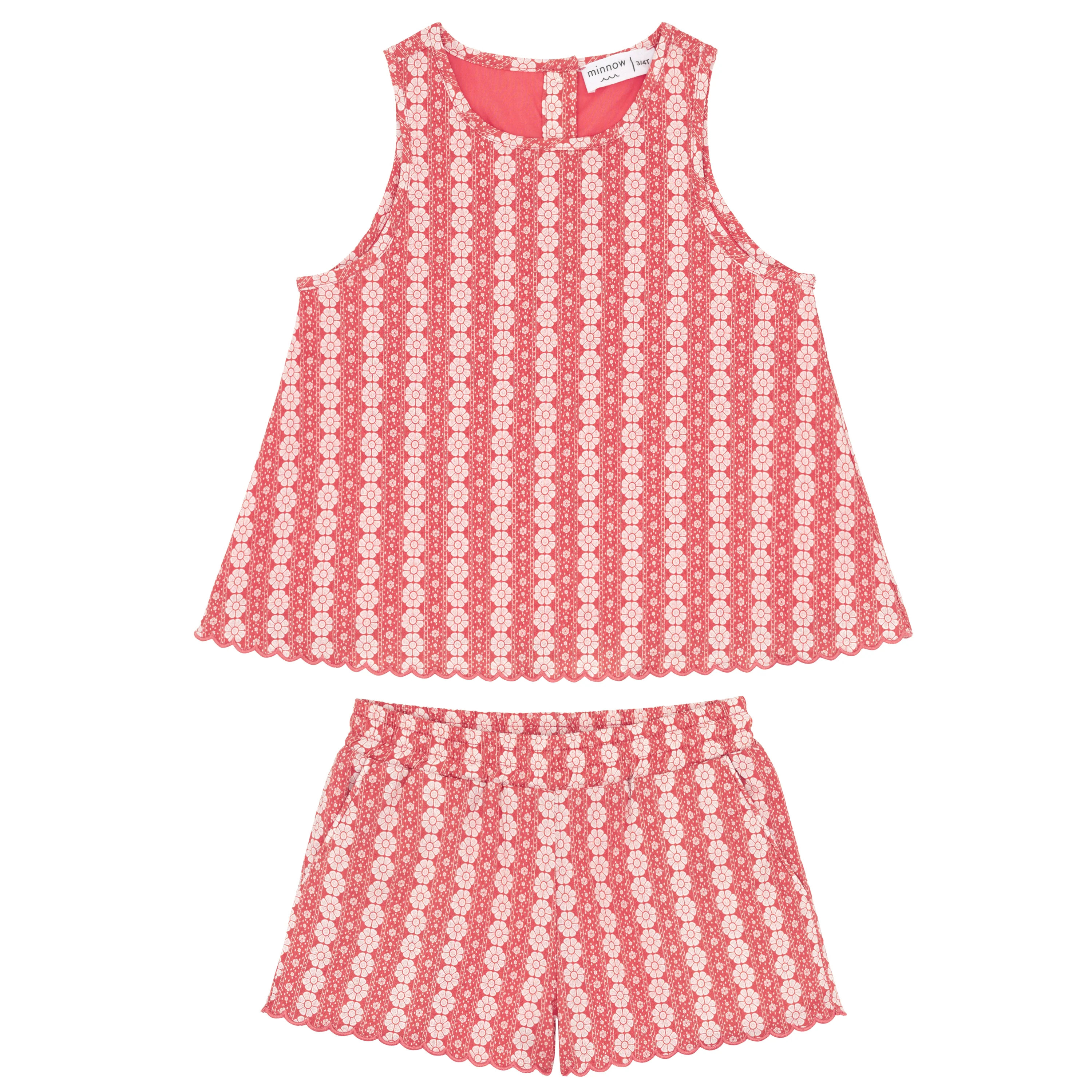girls regatta red paisley scalloped short set | minnow