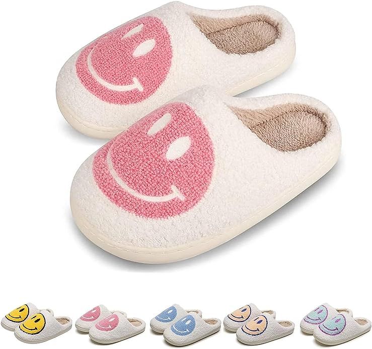 KEYUSHOP Happy Smile Face Slippers for Kids House Slippers Soft Plush Warm Preppy Slipper Anti-Sl... | Amazon (US)