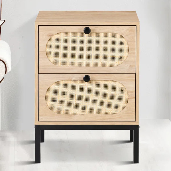 Drossett 21.66'' Tall 2 - Drawer Steel Nightstand in Beige | Wayfair North America