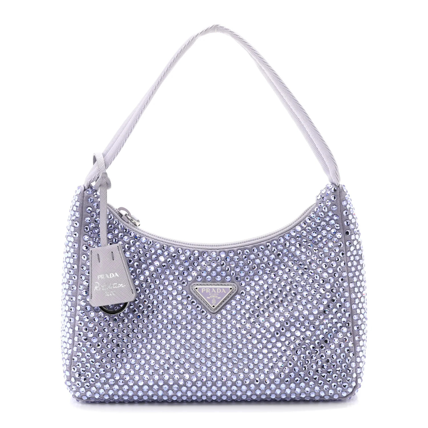 PRADA Satin Crystal Mini Re-Edition 2000 Bag Glicine | FASHIONPHILE (US)