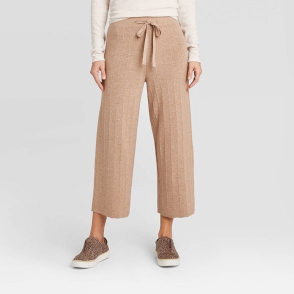 Women's Mid-Rise Relaxed Fit Straight Sweater Pants - Universal Thread™ Camel | Target