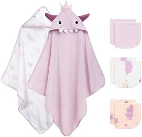 Baby Hooded Towel, Momcozy 8-Piece Baby Bath Towel for Boys or Girls, Baby Towel and Washcloth Se... | Amazon (US)