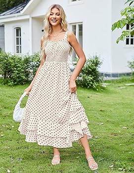 GRACE KARIN Women's 2026 Summer Floral Boho Dress Square Neck Strapped Swing A Line Sundress Beac... | Amazon (US)