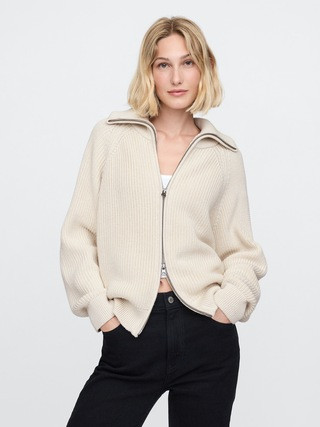 Shaker-Stitch Zip Cardigan | Gap (US)