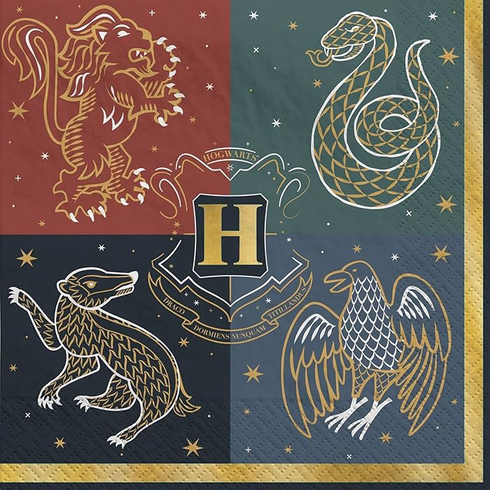 Harry Potter Hogwarts United Paper Party Napkins - 5" x 5" | Multi-color | Pack of 16 | Amazon (US)