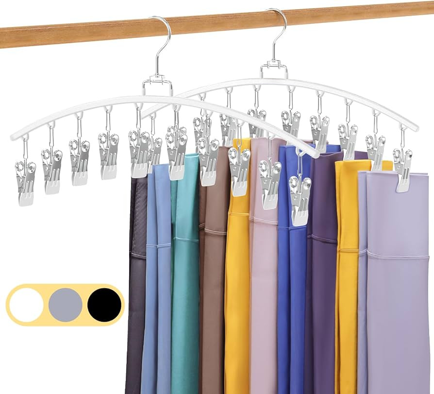 2 Pack Legging Organizer for Closet 360\u00b0 Swivel, Space Saving Metal Gym Clothes Hangers w/20... | Amazon (US)