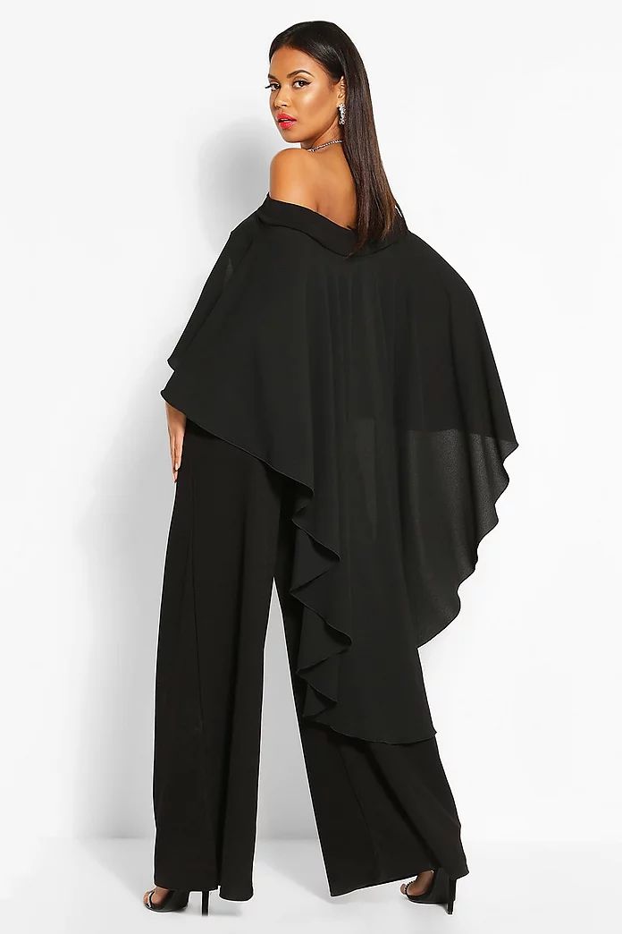 Off The Shoulder Wide Leg Extreme Cape Jumpsuit | Boohoo.com (US & CA)