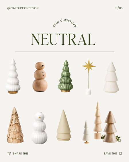 Neutral Christmas decor accents. Wooden Christmas trees. Glass Christmas trees. Christmas tree figurines.

#LTKHoliday #LTKhome #LTKSeasonal