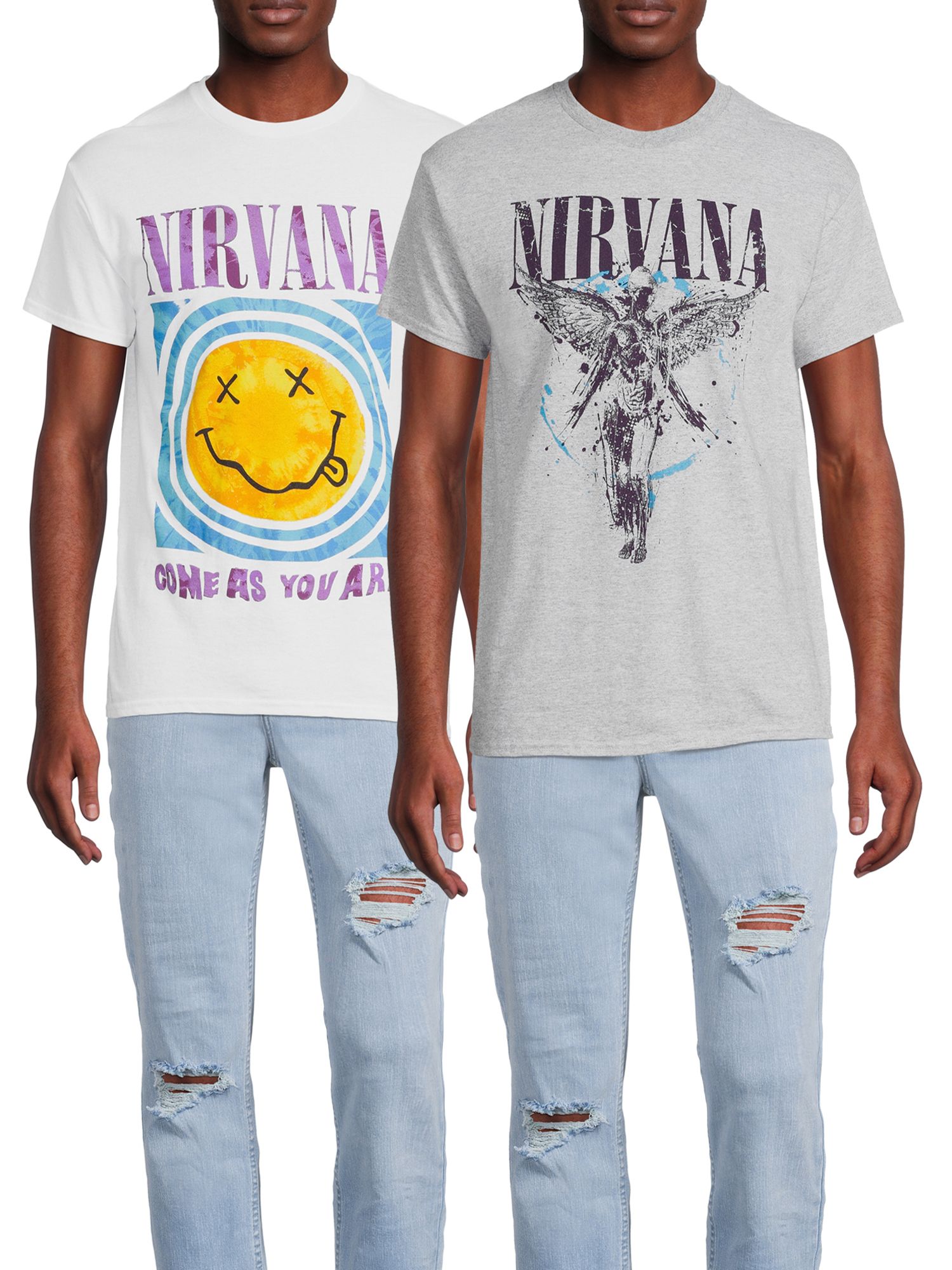 Nirvana Men's & Big Men's Graphic Band T-Shirts, 2-Pack | Walmart (US)