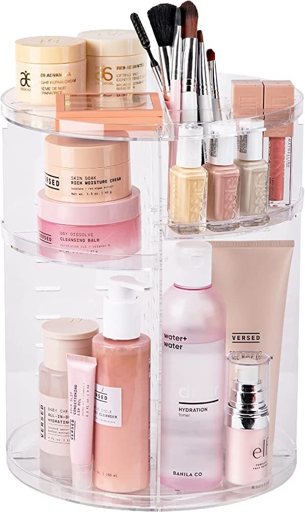 360 Rotating Makeup Organizer - Adjustable Shelf Height and Fully Rotatable. The Perfect Cosmetic... | Amazon (US)