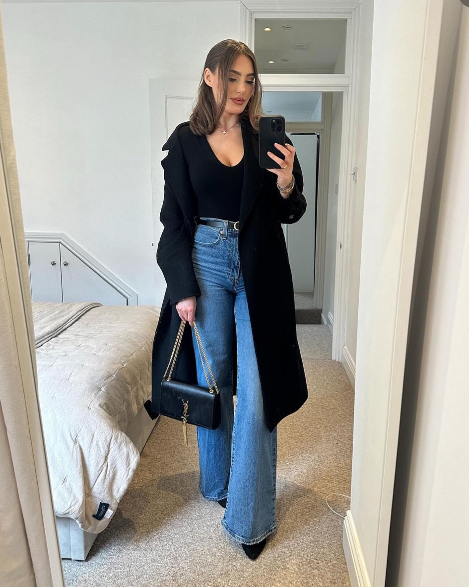 Winter evening city fashion, Levi jeans, wool coat, black boots 

#LTKuk #LTKeurope