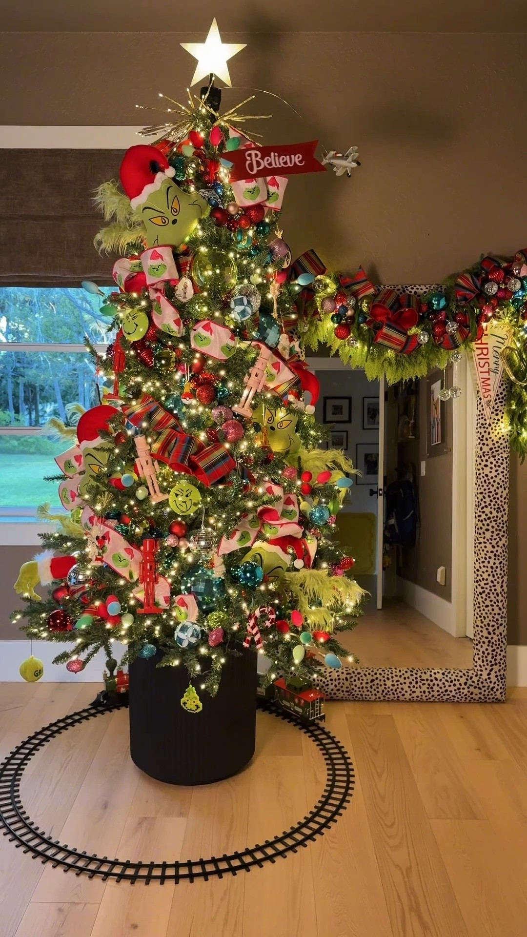 Grinch Christmas tree! The ribbon made such a big difference this year!!! #meandmrjones 

#LTKHome #LTKHoliday #LTKSeasonal