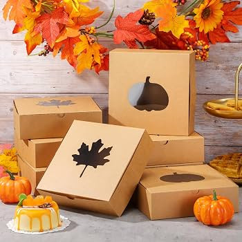 20 Pieces Autumn Cardboard Bakery Cookie Boxes Thanksgiving Kraft Baking Treat Cookie Boxes for T... | Amazon (US)