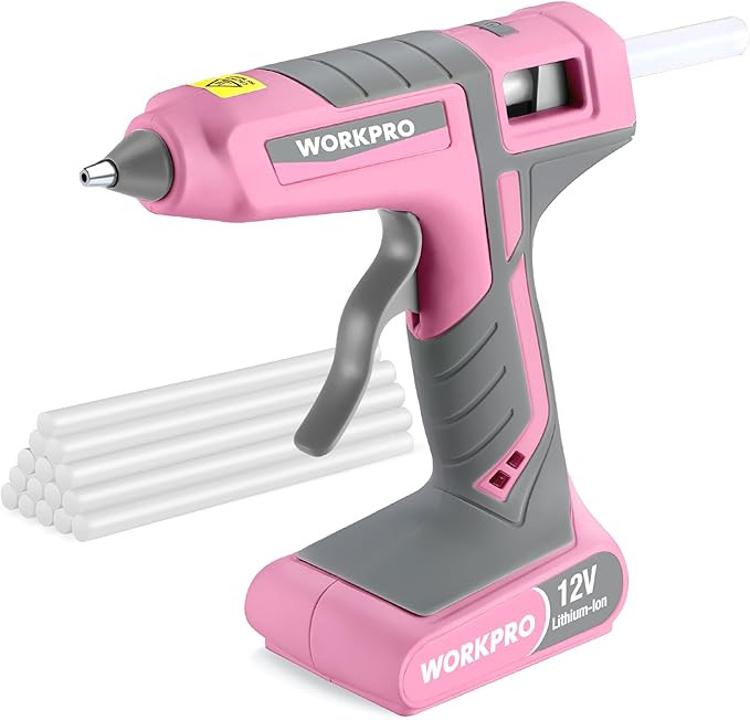 WORKPRO Full Size Cordless Hot Melt Glue Gun - 12V Rechargeable Fast Preheating Glue Gun Kit with... | Amazon (US)