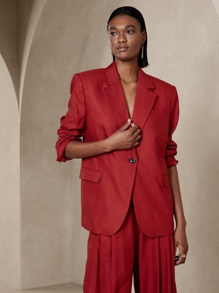 Lena Relaxed Linen-Blend Blazer | Banana Republic (US)