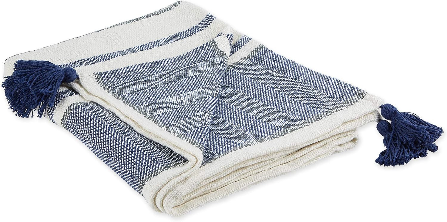 DII New Traditional, 2-Tone Chevron Stripe Throw, 50x60, Navy | Amazon (US)