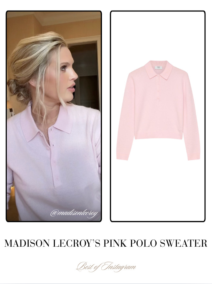 Madison LeCroy's Pink Polo Sweater 📸= @madisonlecroy 

 
