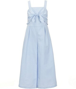 Big Girls Striped Knot-Front Seersucker Jumpsuit | Dillard's