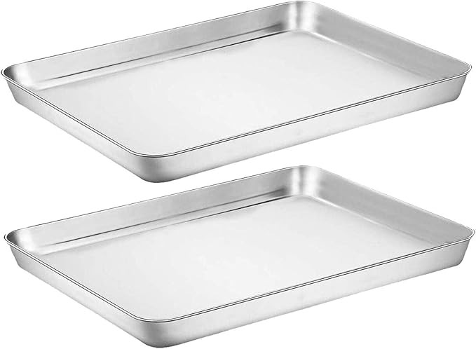 Baking Sheet Cookie Sheet Set of 2, Umite Chef Stainless Steel Baking Pans Tray Professional 9 in... | Amazon (US)