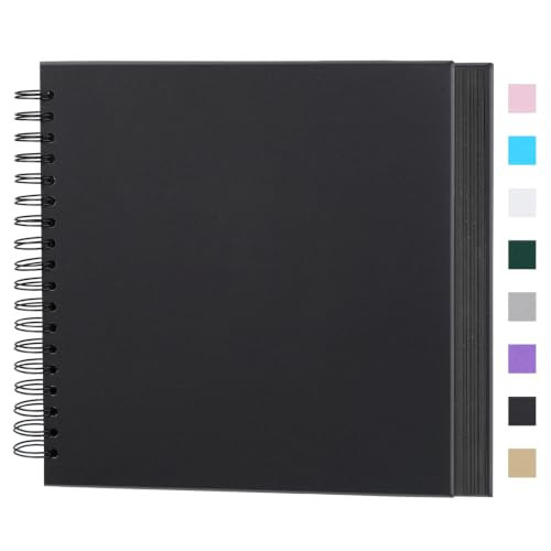 Artmag DIY Scrapbook Album 10 x 10 Inch Hardcover Kraft Blank Paper Scrap Book with 20 Sheets (40 Pages) Memory Book for Family Wedding Photography Anniversary (Black) | Amazon (US)