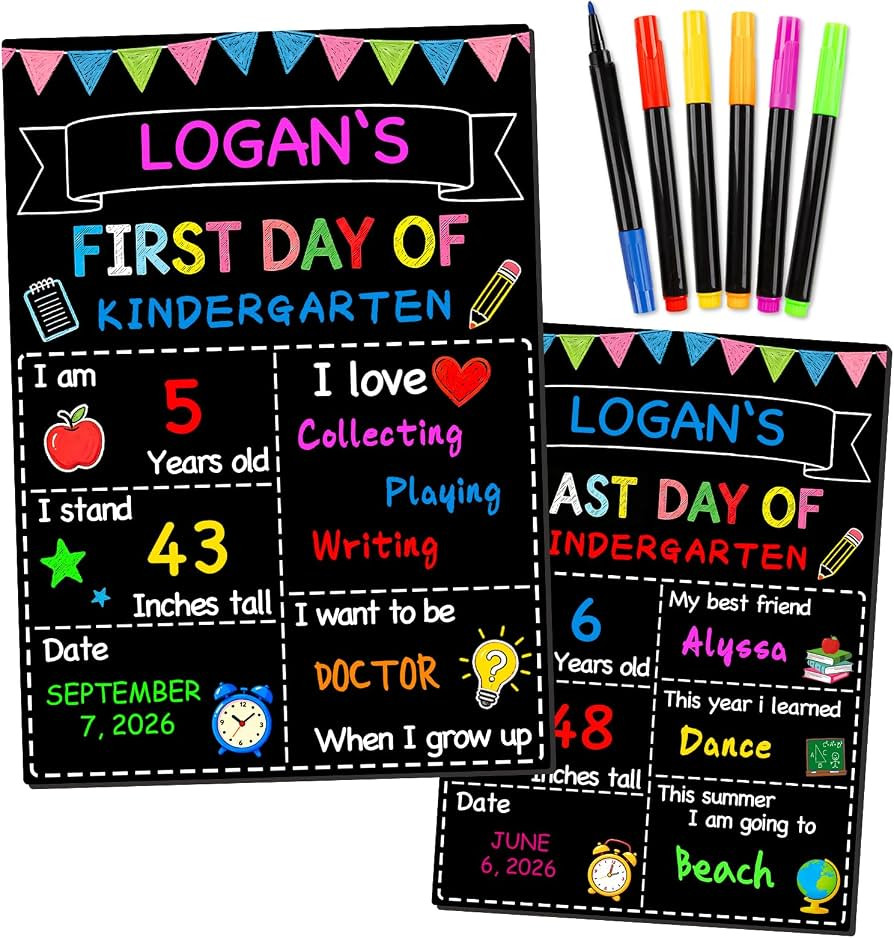 First Day of School Sign 14"x10" with Chalk Markers Double-Sided First and Last Day of School Boa... | Amazon (US)