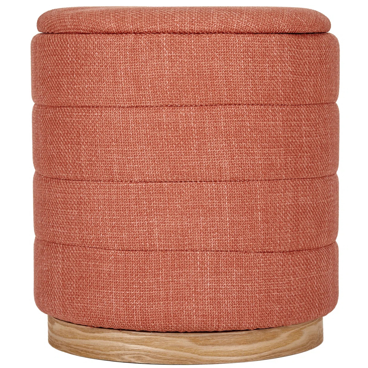 16" Round Upholstered Linen Storage Ottoman | Wayfair North America