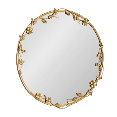 Kate & Laurel All Things Decor 26"X26" Rosella Floral Wall Mirror Metal Gold | Target